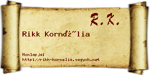 Rikk Kornélia névjegykártya
